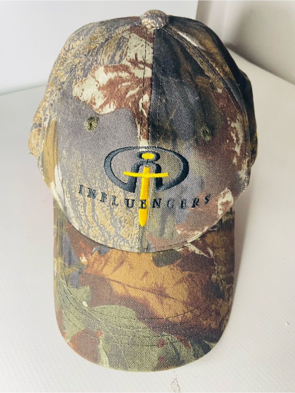 Influencers Camo Hat Baseball Cap - Green/Brown Embroidered